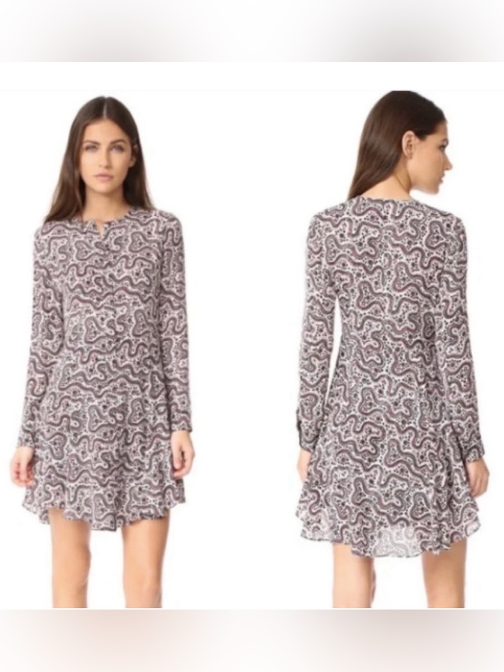 A.L.C. Randi Silk Floral Paisley Mini Dress Size 4 Burgundy Ivory